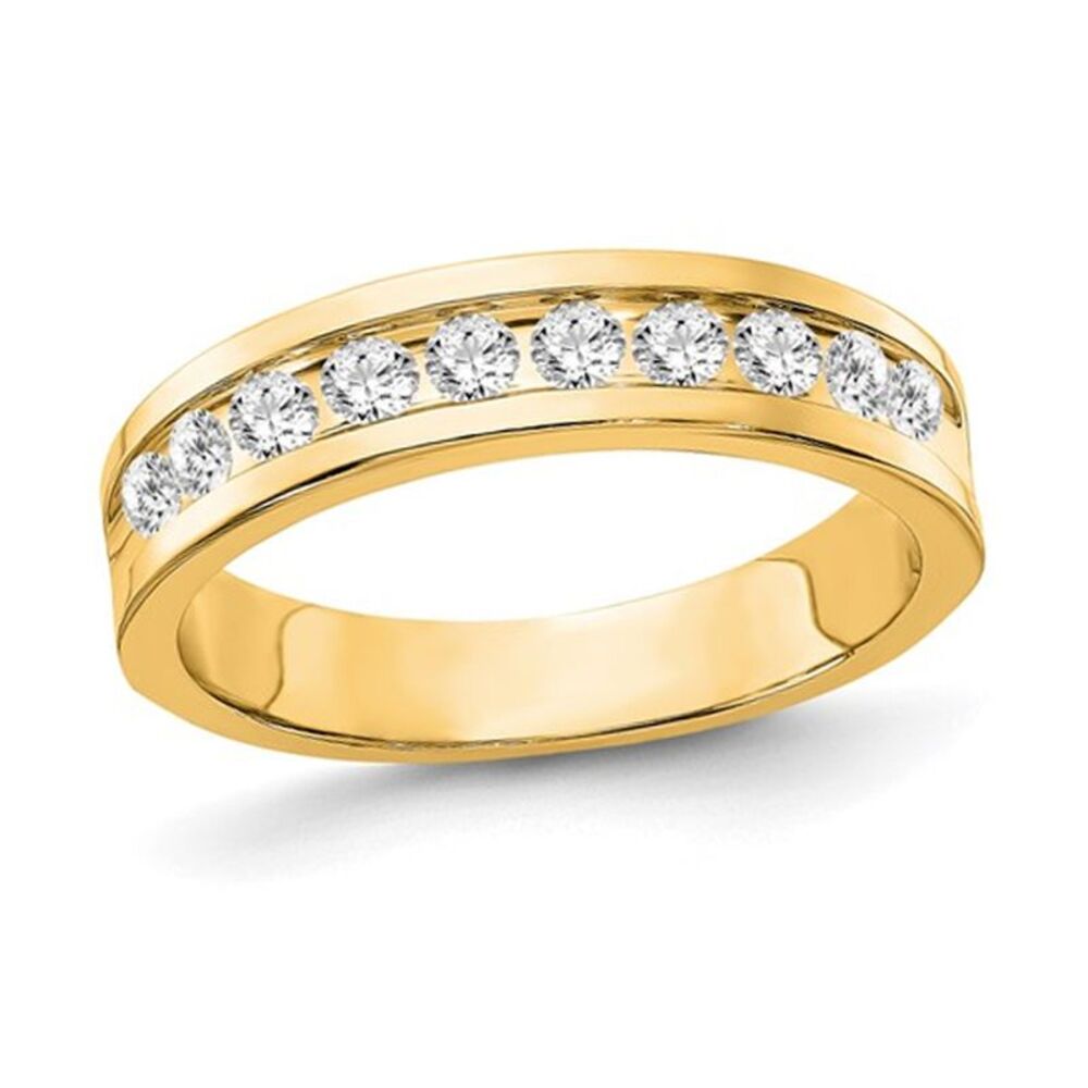 7/8 Carat (ctw SI1, G) Lab-Grown Diamond Wedding Band Ring 10K Yellow Gold
